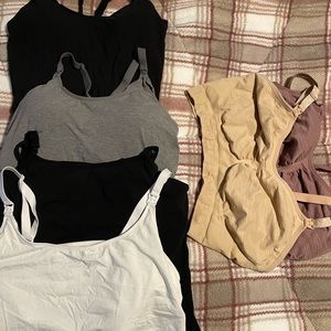 Lot of 4 nursing tanks and 2 nursing/pumping bras size XL